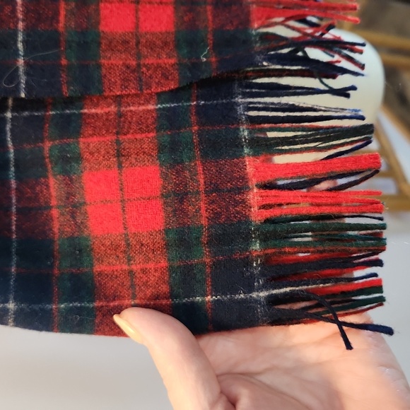 Red blue green and white plaid scarf - Picture 3 of 6